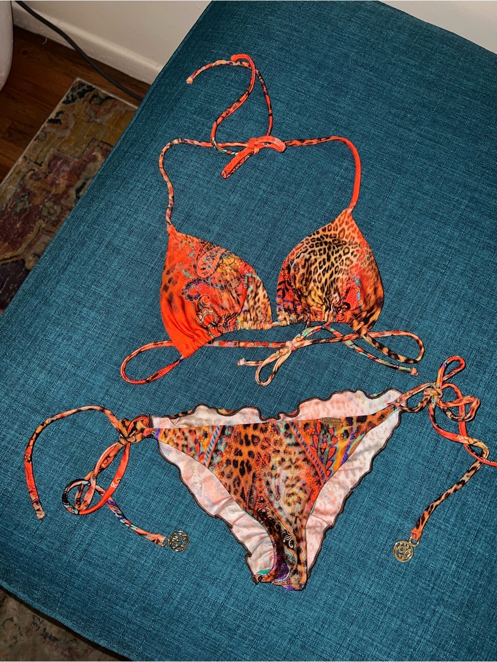 Luli Fama Wanderlust NWOT Leopard Print Tie-Side Bikini Set